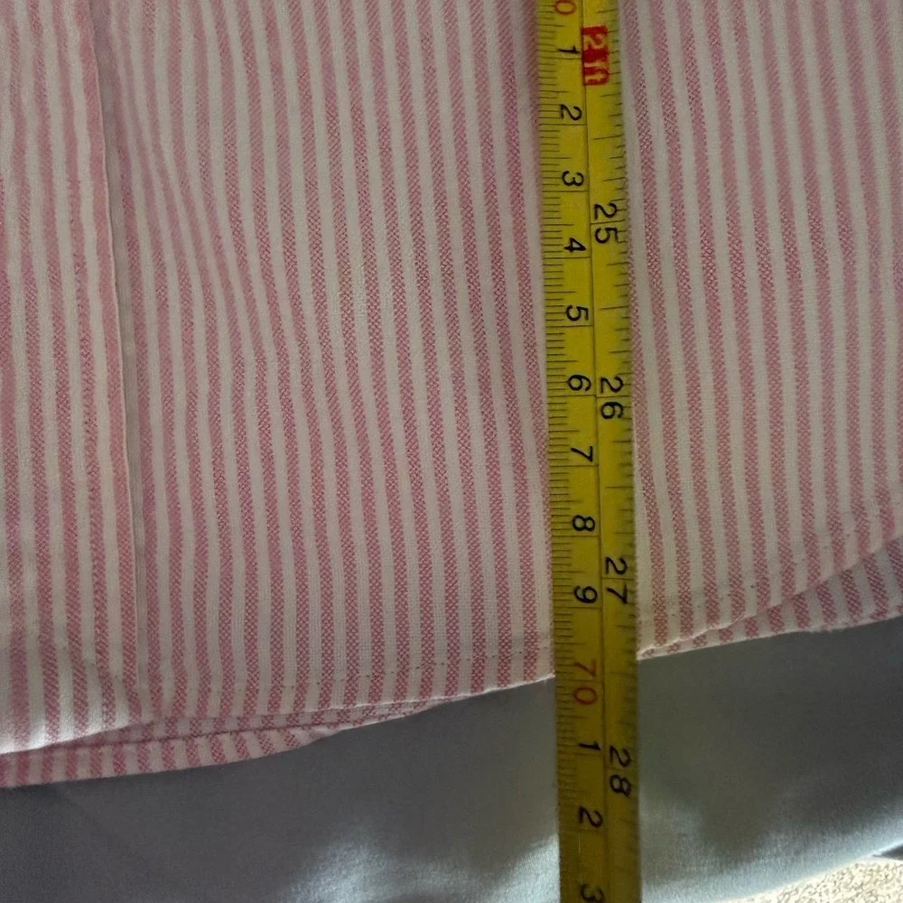 Ralph Lauren sport   Boys Size 16 Pink White Striped Oxford Button Up Shirt
